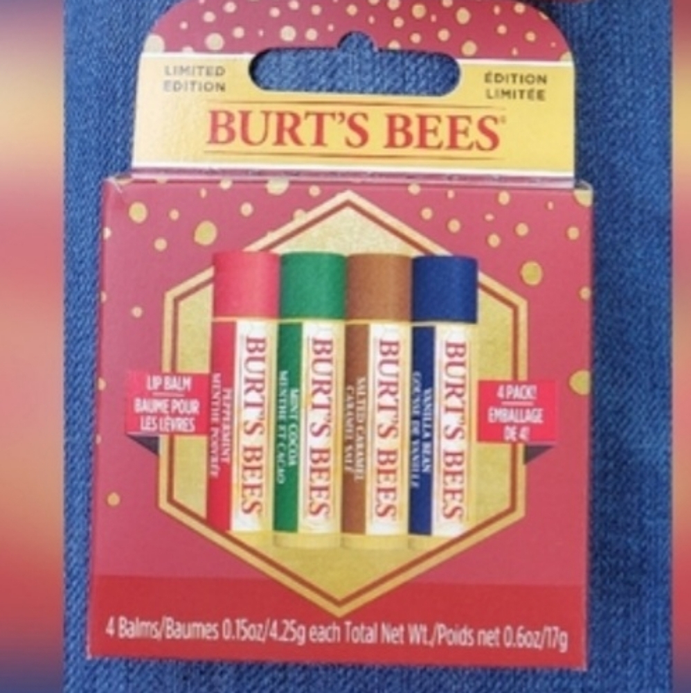:1pk limited edition burts bees lip gloss peppermint mint cocoa salted caramel